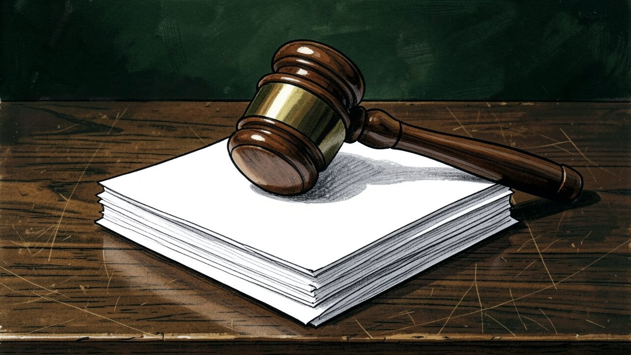 A gavel and a document on a desk, symbolizing legal terms and agreements