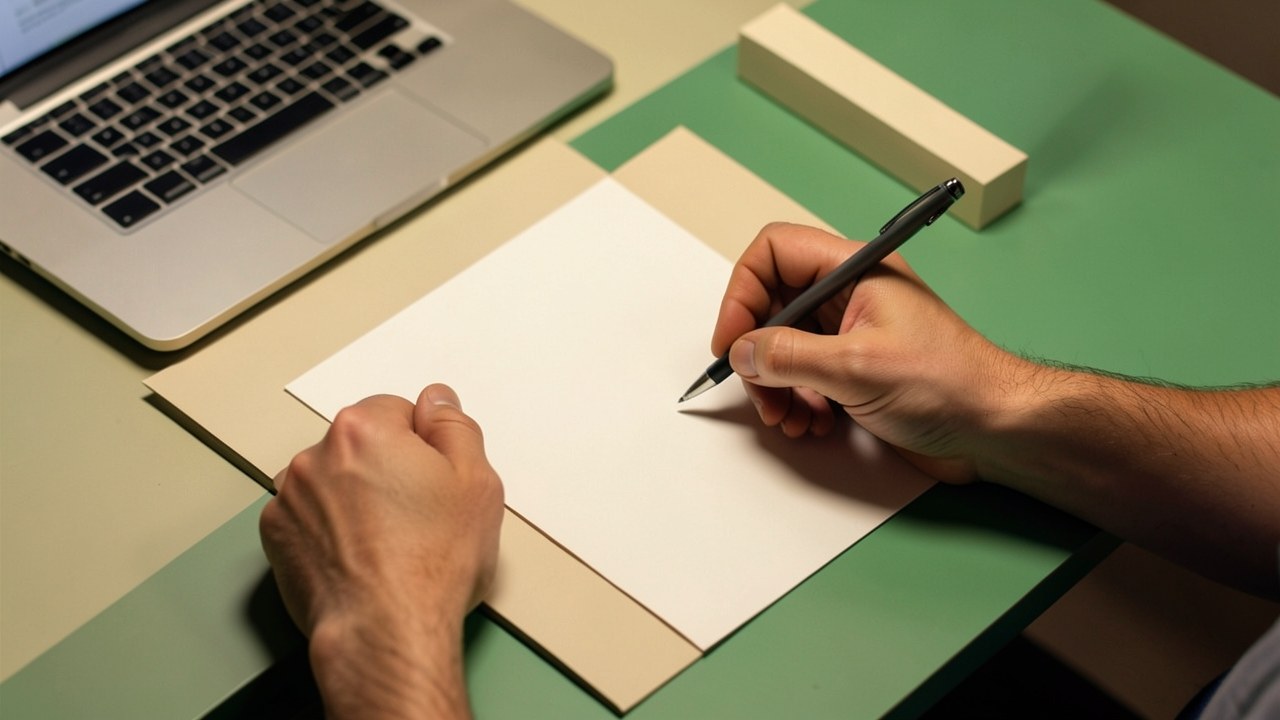 A person signing a document at a desk with a laptop showing a loan application form (blurred)